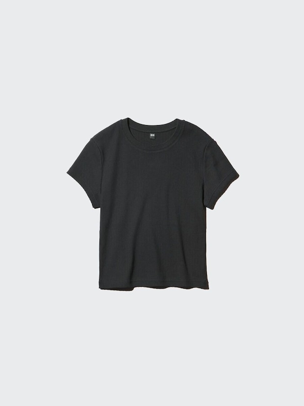 黒のリブミニTシャツ