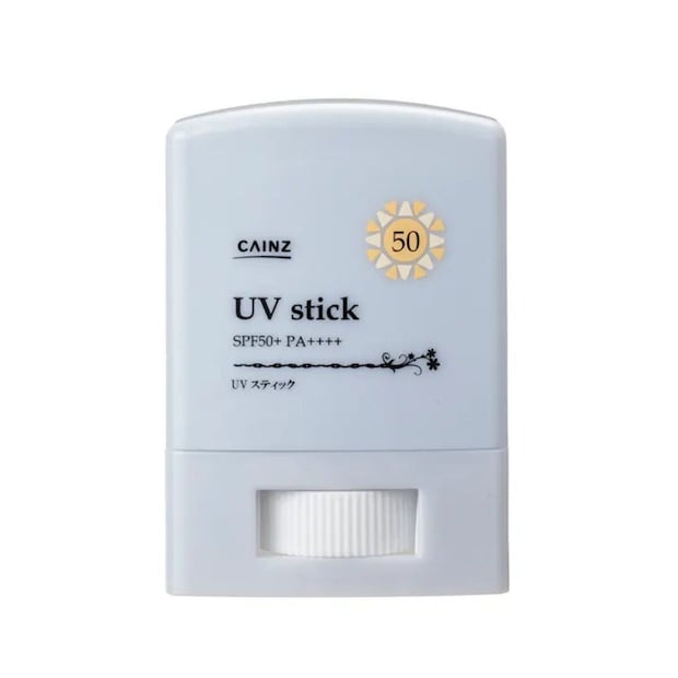 カインズUVスティックSPF50+PA++++の白い容器 カインズUVスティックSPF50+PA++++の白い容器