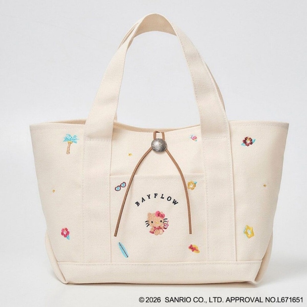 ハローキティとBAYFLOWコラボの刺繍ロゴ入りトートバッグ ハローキティとBAYFLOWコラボの刺繍ロゴ入りトートバッグ