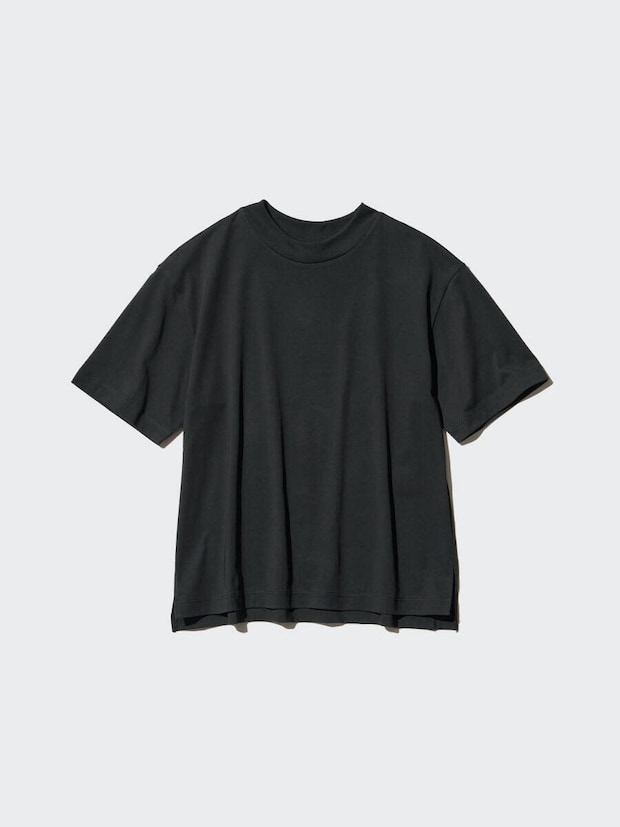 黒色のエアリズムコットンTシャツの平置き写真