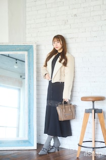 レースの透け感に惚れる美シルエットワンピ×ムートンジャケットで冬のヒロイン♡