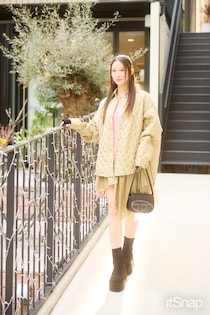 DIESELのキルティングジャケット×アシメワンピで甘さを抑えた春色エッジィ♡