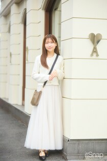 優しげホワイトで好感度バツグン！透けチュールでつくるエレガントワントーン
