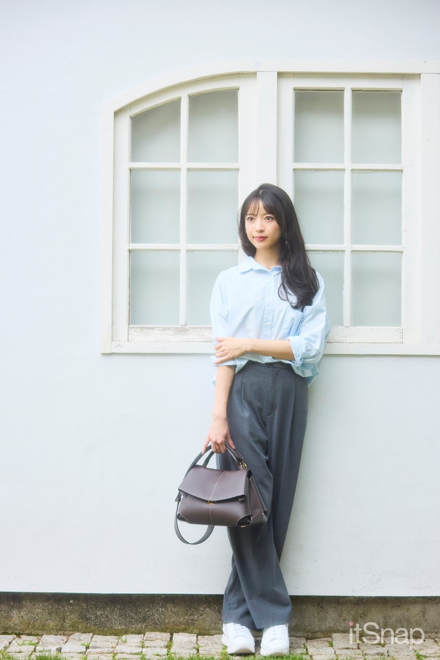 さわやかシャツ×UNIQLOワイドパンツで初夏の大人カジュアルに♪