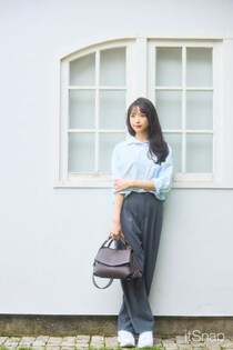 さわやかシャツ×UNIQLOワイドパンツで初夏の大人カジュアルに♪