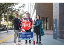 【福岡県福岡市】J1クラブ「アビスパ福岡」コラボの消火栓標識、中央区の渡辺通二丁目バス停付近に設置