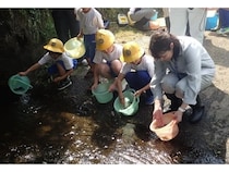 【茨城県北茨城市】NOKのグループ3社が「アユ稚魚放流体験活動」に協賛・参画。地元小学生とアユを放流