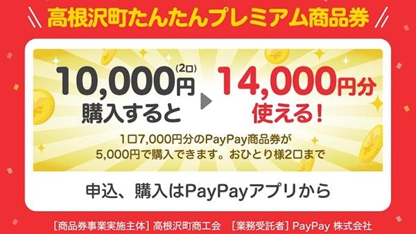 高根沢 高根沢町”たんたんプレミアム商品券(デジタル・PayPay)”