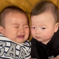 【お宝映像】生後4ヶ月の赤さん、“3ヶ月先輩”のほっぺをおやつと勘違い!?空腹ゆえの「あむあむ」に7ヶ月児の神対応が尊すぎる