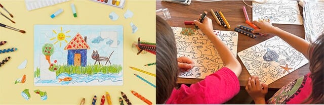 【新製品】おえかきとパズルが合体!図案スケッチブックの画用紙でできた「おえかきパズル」