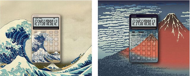 【新製品】浮世絵師・葛飾北斎の名作を全面にデザインしたスタイリッシュ電卓