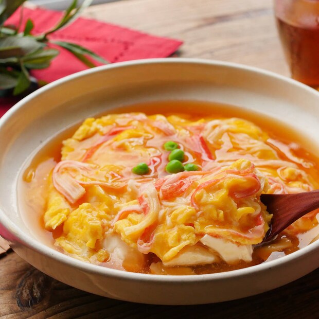 【小腹めし】ふんわりとろとろ♪お豆腐カニ玉