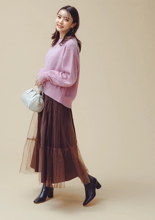 【毎日コーデ】ブラウンのチュールで落ち着きを加えてこなれた甘さに 【毎日コーデ】ブラウンのチュールで落ち着きを加えてこなれた甘さに