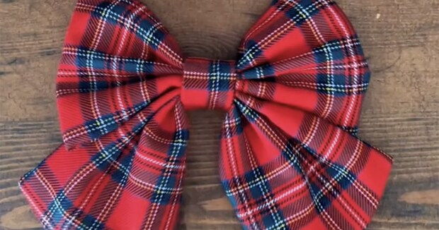 ハンドメイド作家が、赤チェックのリボンを大量に作ってさらに……「これを着てディズニーに行く」　“想像できない完成品”に「これは勝ち確定」