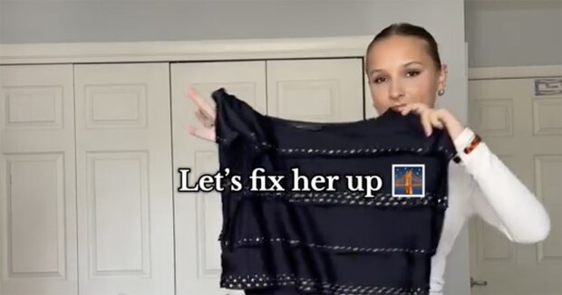 やぼったい古いワンピースを、ザクザク解体して……「うわー！」　“天才的リメイク”が圧巻の110万再生「尊敬する！」「素晴らしい」【海外】