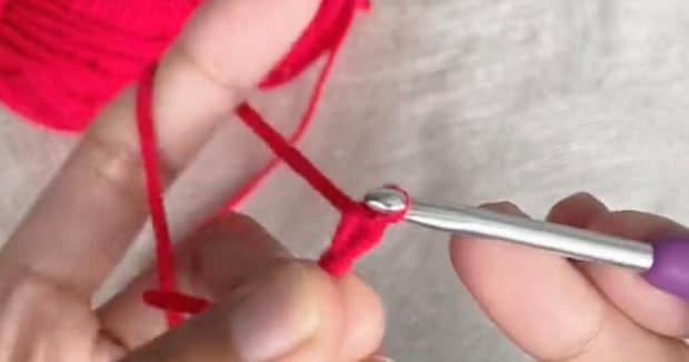 赤と黄緑の毛糸を、かぎ針でスイスイ編んでいくと……「これ大好き！」　“まぁるいアイテム”が完成「作ってみます！」「とてもすてき」と260万再生【海外】