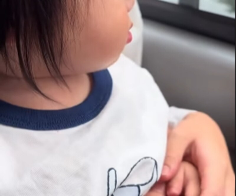 バスでぐずりそうな2歳娘→パパの手で5秒後…… 信じられない姿が170万再生「ちょ、」「どうなってんの笑」