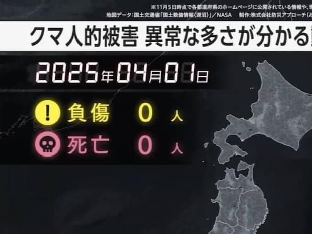 クマによる人的被害を日本地図上で可視化したら…… 「一目で異常さが分かる」“衝撃の結果”が190万再生「恐ろしすぎる……」