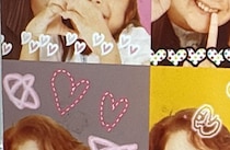 ←昔祖母と撮った100円プリクラ　→現在の孫娘　親戚から届いたまさかのアイテムに「むちゃくちゃいい」「ばぁばイケイケすぎ！！」と反響