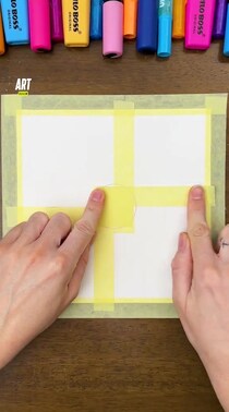 画用紙にマスキングテープ→クレヨンを塗っていくと……　まさかの完成品が520万再生「鳥肌立った」「これは飾りたい」【海外】