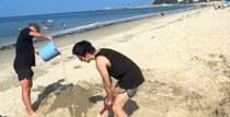 夏の砂浜で写真を撮られまくった、男性2人が作った迫力のある作品に「クオリティにビックリ」「大人の良い遊び！」