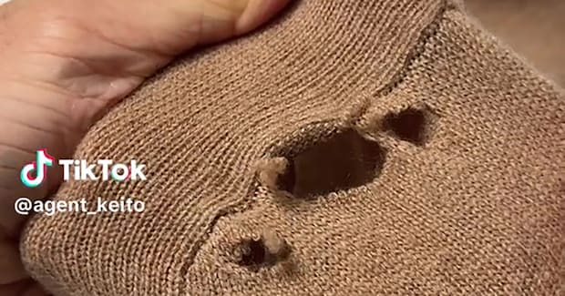 穴があいた2枚のカシミヤニット→おいっ子のためにリメイクしたら…… まさかの大変身が680万再生「なんて素敵なのでしょう」