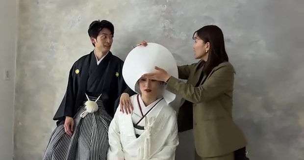 和装で前撮り→新婦が綿帽子を取った瞬間……　まさかの中身に新郎の反応は？「斬新で笑った」「素敵すぎんか？」