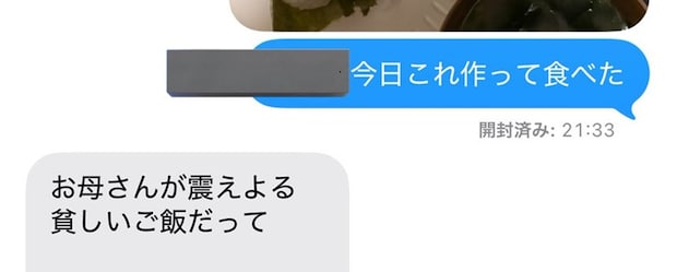 自炊したごはんを撮って父に送ったら……「お母さんが震えよる」　まさかの光景が540万再生「ミルクティー吹いて服汚れた」「おもろすぎ」