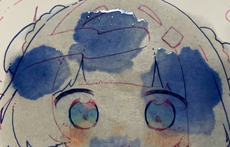 イラスト制作中にインクがポタリ→ヤケになって仕上げたら……　衝撃の完成品に「今世紀最大のそうはならんやろ」「これを天才という」