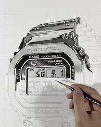 まるで実写　鉛筆だけで描いた「G-SHOCK」のイラストがすごい　CASIOも「素晴らしいです！」