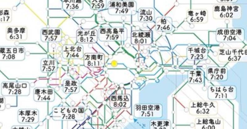「早稲田の1限目に間に合う場所」を地図にしたら……「思わず吹いた笑」　“衝撃の結果”が69万表示「うちの最寄りから1限に！？」