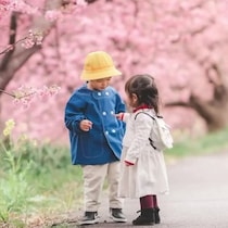 幼い兄妹が桜の木の下でパシャリ→3年後……　同じ場所で撮影した“現在の姿”に「尊すぎる」「たった3年で…こんなに？」