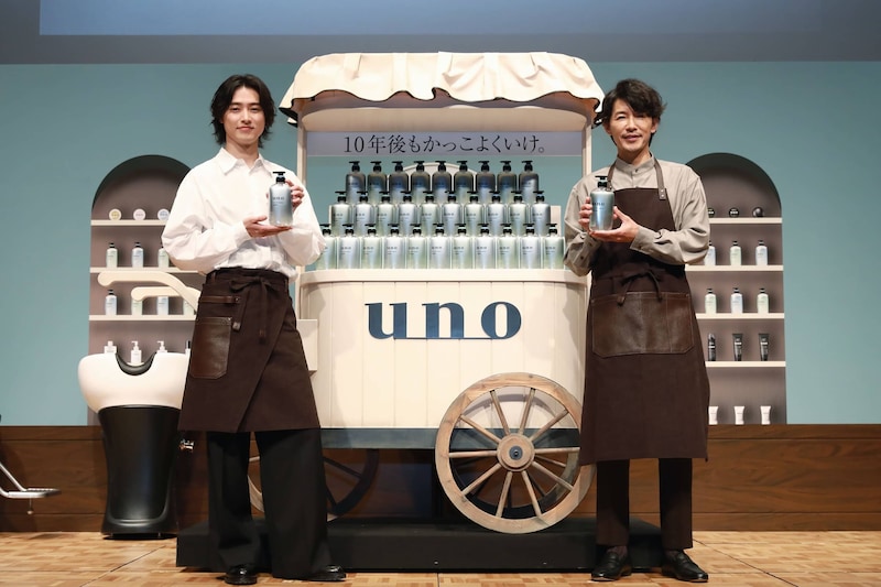 山﨑賢人さん・藤木直人さんも登場！　「賢人くんの活躍が親戚のおじさんみたいに嬉しい」「藤木さんと話しすぎて撮影に集中できてなかった（苦笑）」　uno「4D オールインワンシャンプー」新TVCM発表イベントレポート