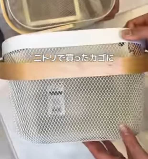 カラフルなダイソー毛糸→ニトリのカゴにコツコツ通すと……　380万再生突破の“親子DIY”に「センスありすぎ」「シンプルにスゴい」