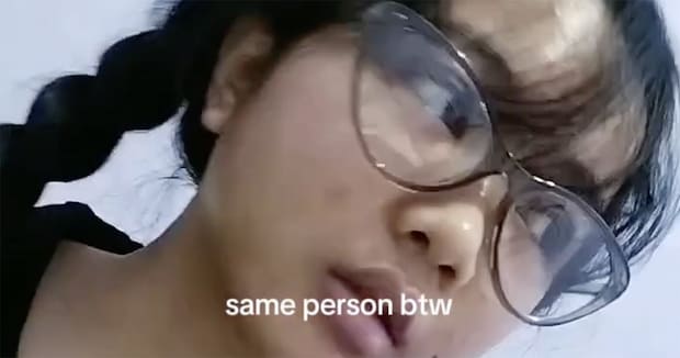 すっぴん＆眼鏡の三つ編み女子→本気でメイクしたら……　「は？？」衝撃の仕上がりに「顔面つよすぎて普通に息止まった」「マジで神に愛されてる」【海外】