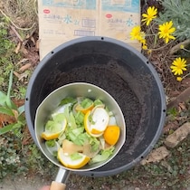 土が入った大きな鉢に生ゴミを投入→4週間寝かせたら……　初心者でもできる“目からウロコの活用法”が参考になる！