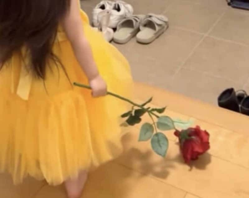 ドレスを着た2歳娘→仕事終わりのパパを出迎えてみたら……「パパ!? 王子かとおもった」 140万表示の“まさかの反応”に「100点満点すぎるでしょ」