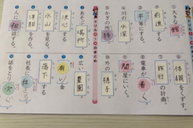 述語をシールに書いたもの