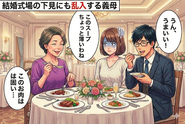 結婚式の試食会も「一緒に行くわね!」→首をつっこむ義母にモヤモヤ|なんでも乱入する義母