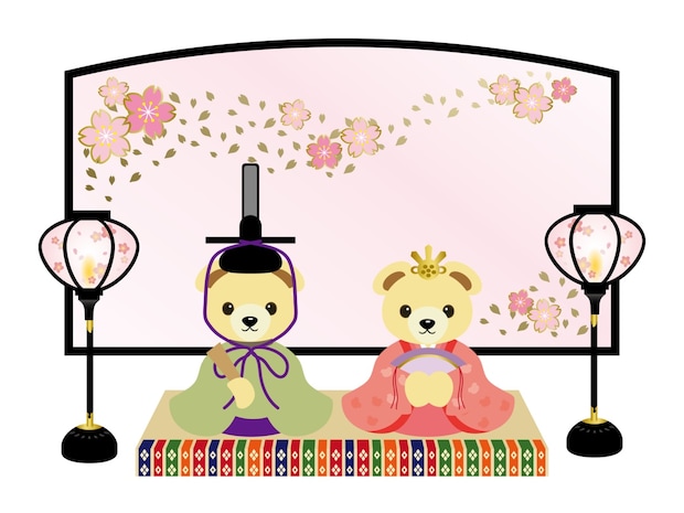 クマ　ぬいぐるみ　雛人形