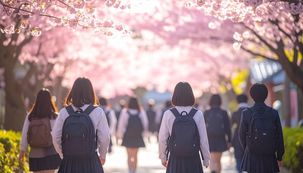 高校生　桜　学校　写真　入学