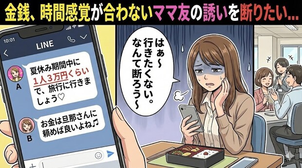 1回3万は無理！専業ママ友の浮世離れした誘いと、地味にイラつく失礼な一言