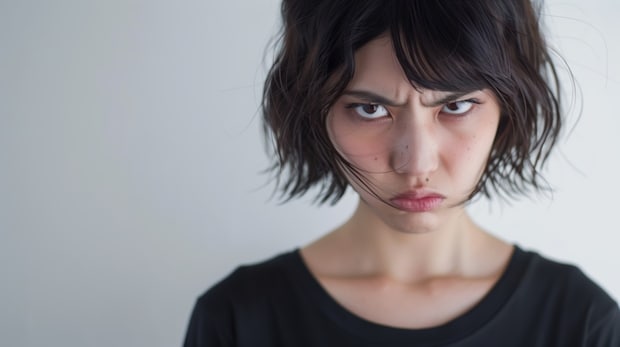 女性　怒る　顔　写真