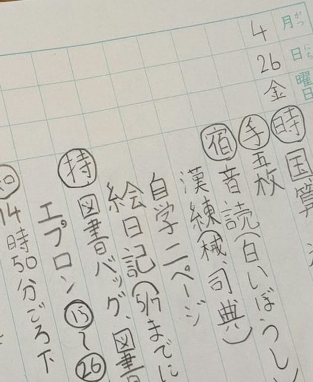 小学生の連絡帳に「ママが気づいたら消す言葉」→愛があふれる【6文字】に6万いいね「ほっこり」