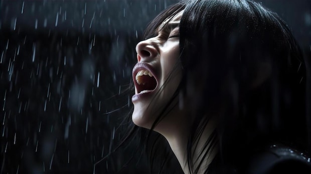 女性　暗い　叫ぶ　夜