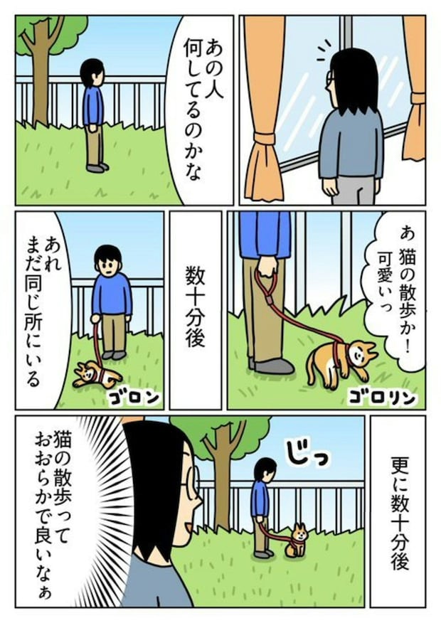 「猫の散歩って、こういうことか…」思わずほっこり8,300いいね「うちの柴犬もこれ」「我慢強い飼い主…！」