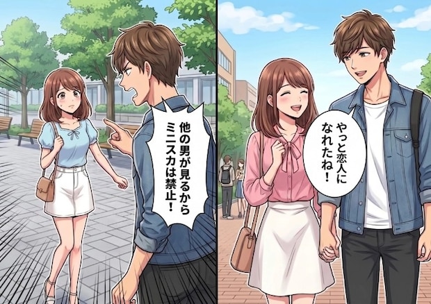 「いつもかわいい服着てるね!」コーデを褒めてくれる優しい彼と晴れて恋人に♡しかし初デートで⇒「他の男が見るからミニスカは禁止だ!」態度が豹変し“モラハラ男”だったことが発覚・・・