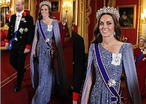 英・キャサリン皇太子妃、2600個ものダイヤモンドがきらめく華麗なティアラを冠し、晩餐会に登場